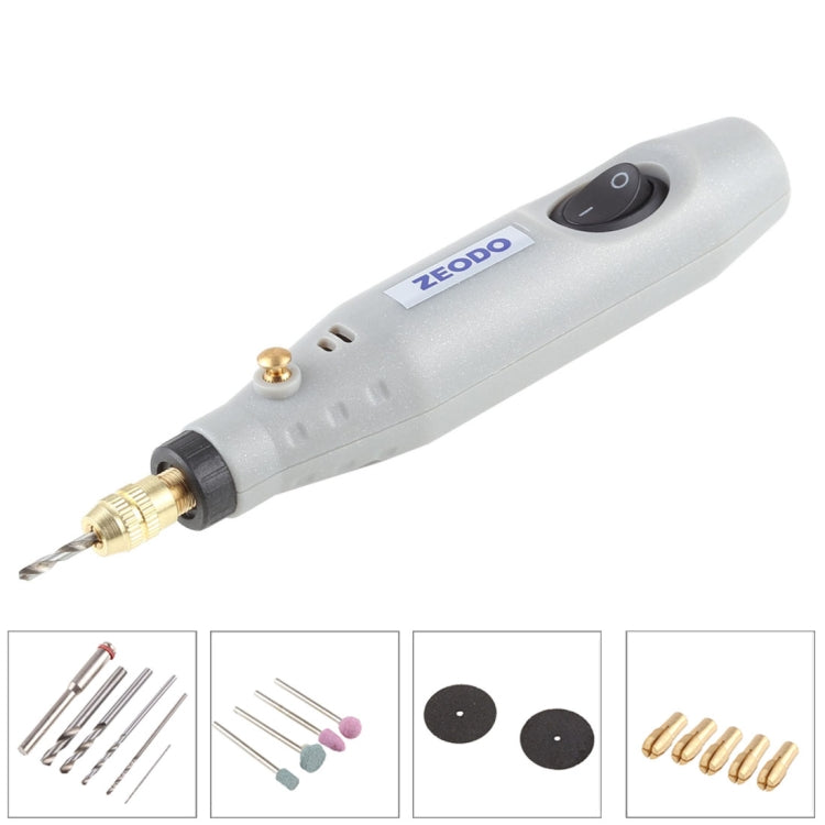 Mini electric grinder drill, light gray handle with black power switch