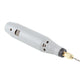 Mini electric grinder drill, rear view with vent slots and light gray casing