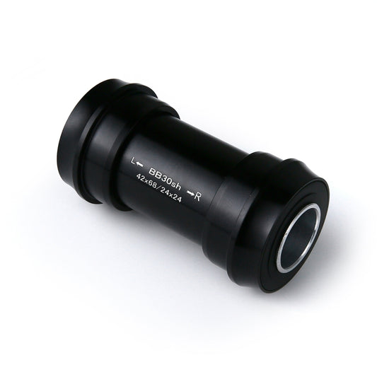 Black BB30 press-fit bottom bracket shell, angled view with inner bearing edge