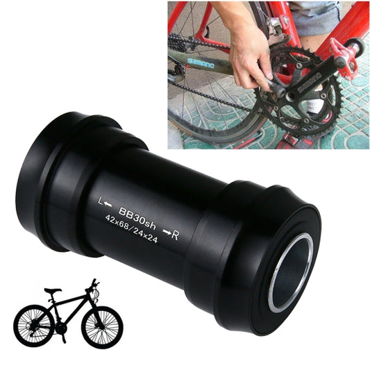 Black BB30 press-fit style bottom bracket shell with bearing seat openings