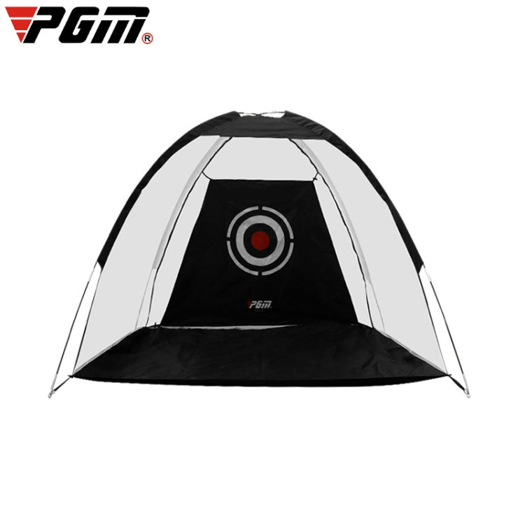 PGM pop-up golf hitting practice net with target panel, black and white frame