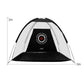 PGM golf practice net with target panel, black front, white side frame; 3m size shown