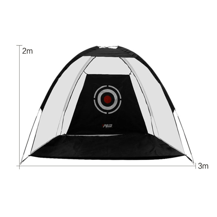 PGM golf practice net with target panel, black front, white side frame; 3m size shown