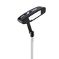 Black mallet-style training putter with grip handle and steel shaft