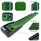Golf putting mat with accessories, showing putting area and back-fairway section