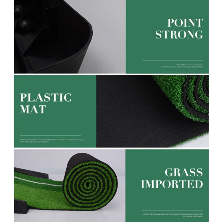 Black base putting mat with rolled green turf piece and circular concentric insert