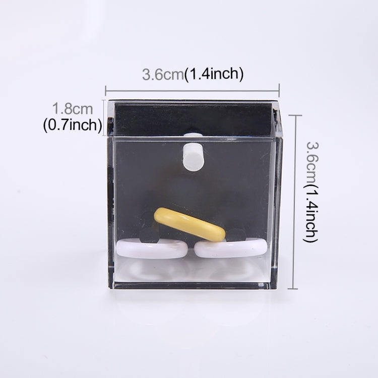 Small clear reducer toy set box with white and yellow balance pieces inside