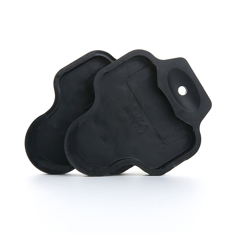 Set of black rubber cleat covers with textured sole, rounded caps, for LOOK KEO