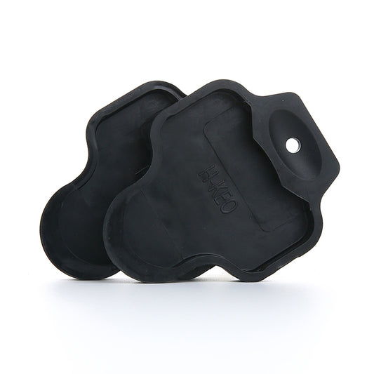 Set of black rubber cleat covers with textured sole, rounded caps, for LOOK KEO