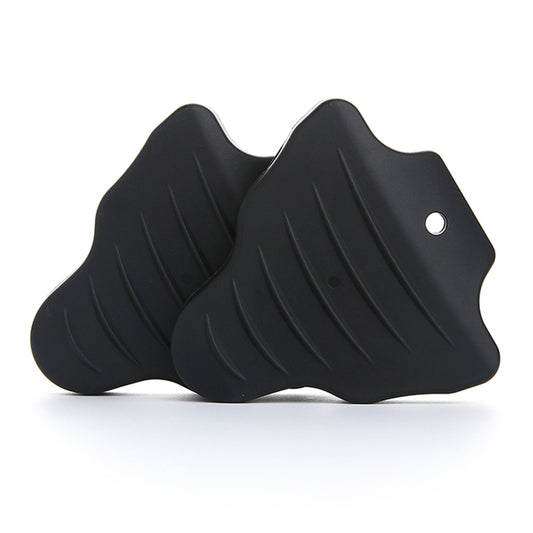 Black rubber SPD-SL cleat covers with ribbed tread texture and side pin hole