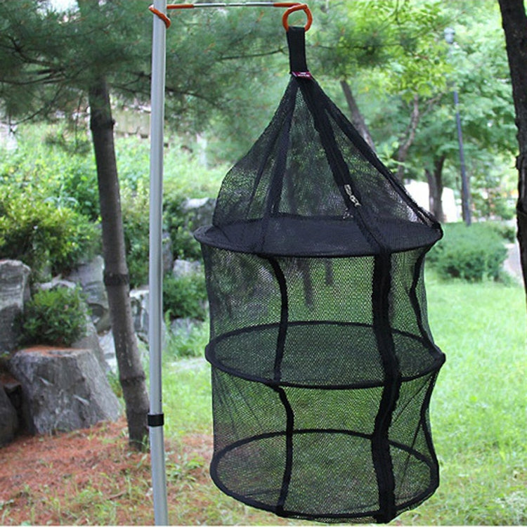 Black round hanging mesh dish drying rack, multi-shelf collapsible organizer