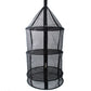 Black round hanging mesh dish drying rack with top hanger strap