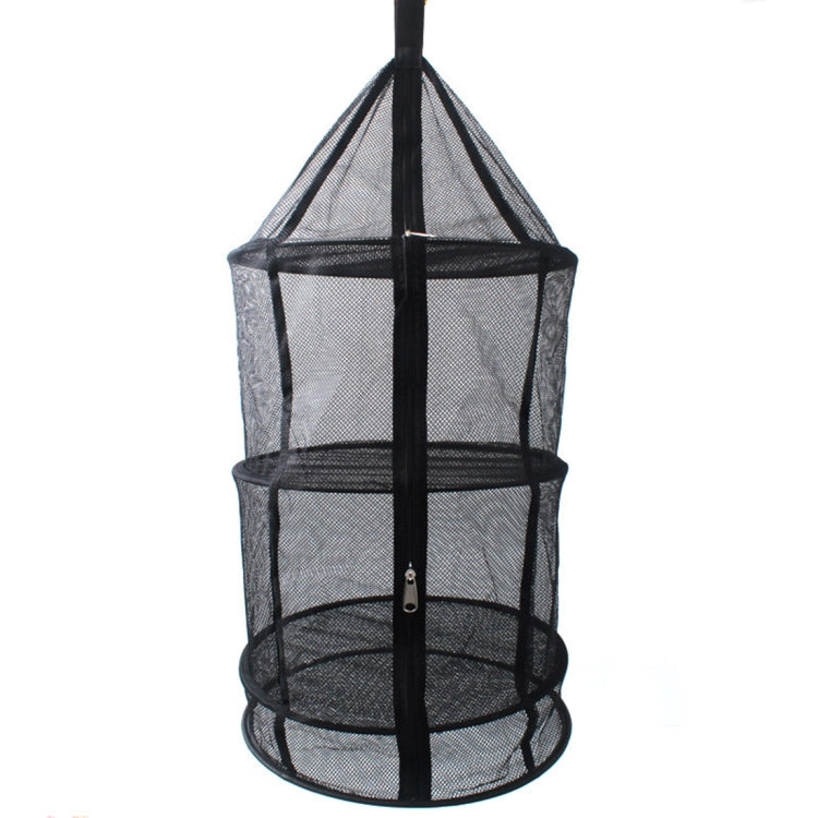 Black round hanging mesh dish drying rack with top hanger strap