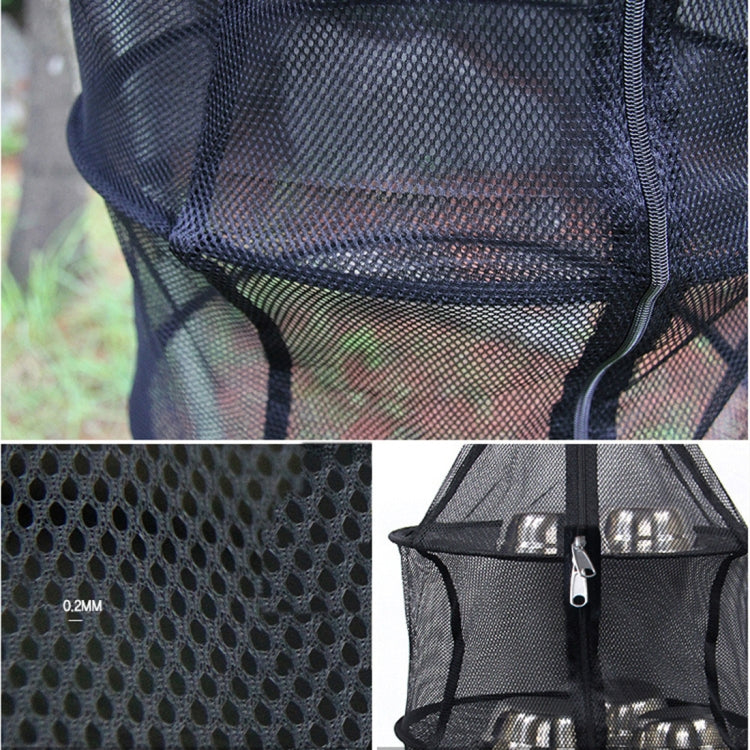 Black mesh dish drying rack fabric close-up showing fine perforations and seams
