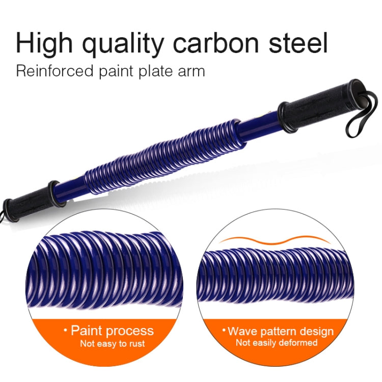 Blue spring arm grip trainer with black end caps and coiled resistance spring