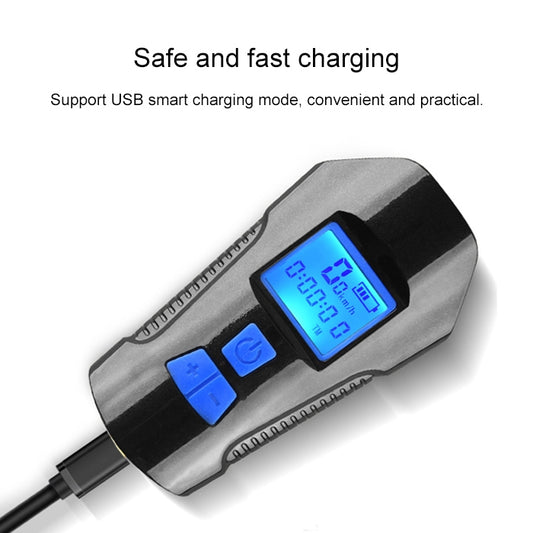 Bicycle headlight controller with blue LCD display and side control buttons