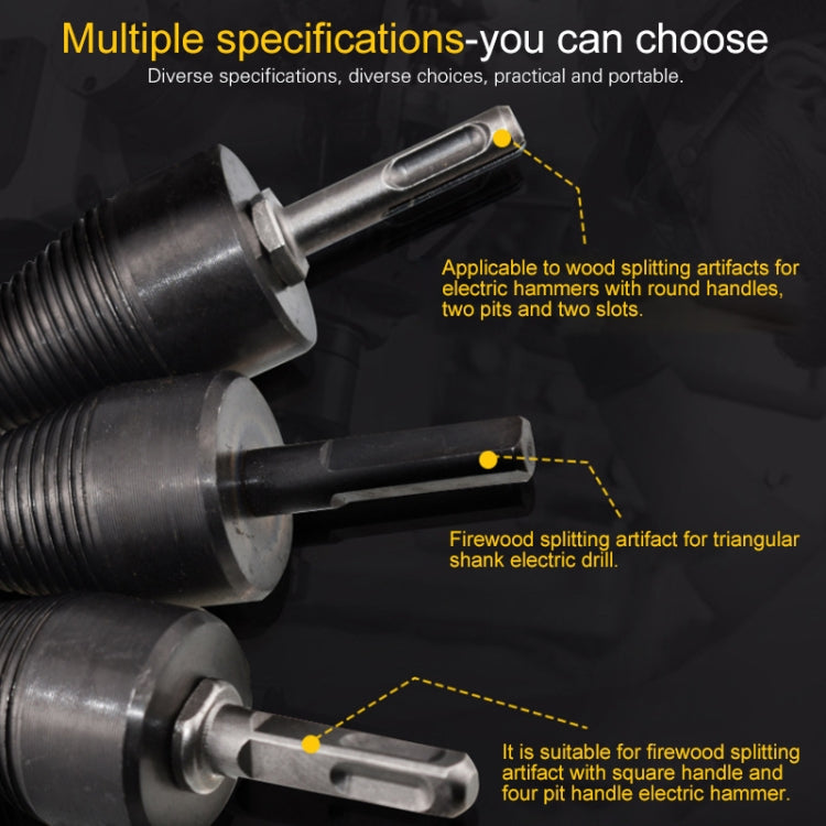 Triangular-shank wood splitting drill bit attachment for firewood