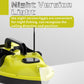 Yellow bait boat with circular night light on deck and antenna