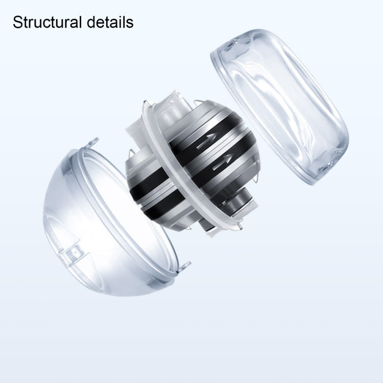 Transparent rotor and metal bands inside a clear YUNMAI gyroball wrist trainer
