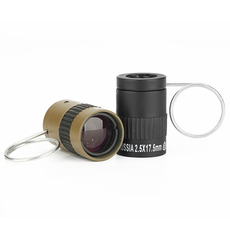 Mini pocket telescope with finger strap, gold and black body, front lens and eyepiece