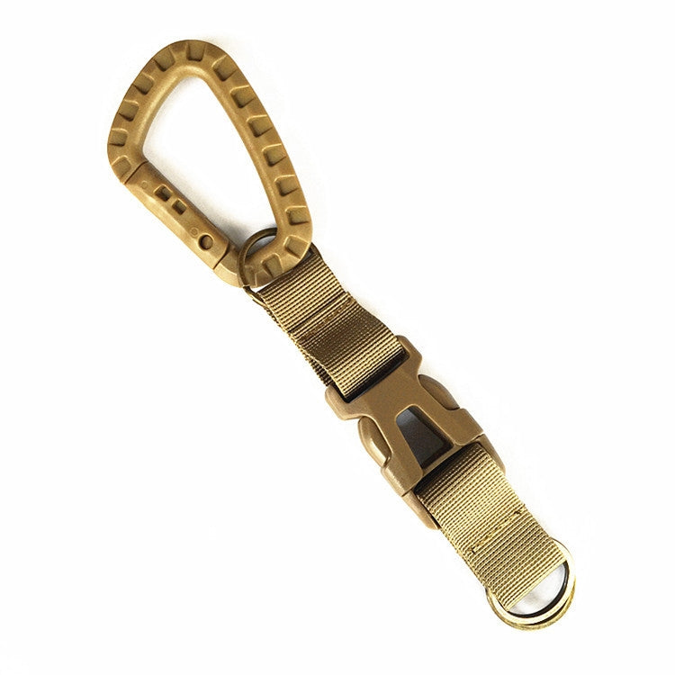 Khaki tri-glide buckle strap with molded buckle and metal D-ring