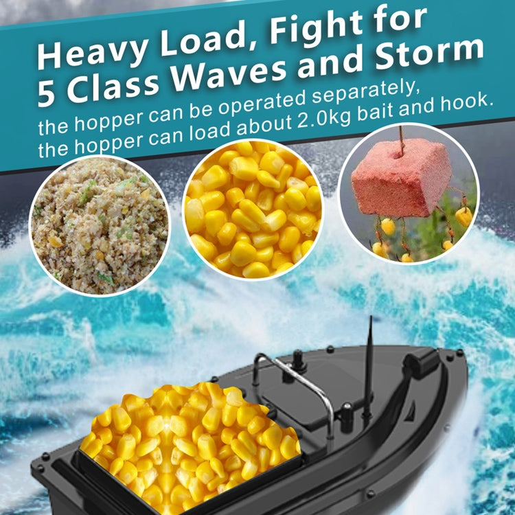 D16 smart RC bait boat with hopper filled with yellow bait and antenna