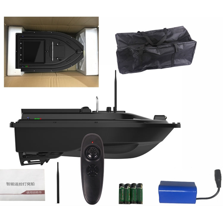 RC bait fishing boat kit with remote controller, battery pack, and wiring accessories