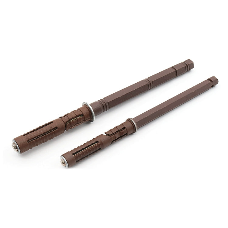Brown concealed board pin anchors, two long pieces on white background