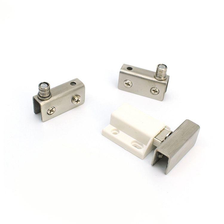 Stainless steel glass cabinet hinge and latch clip set for cabinet door, single