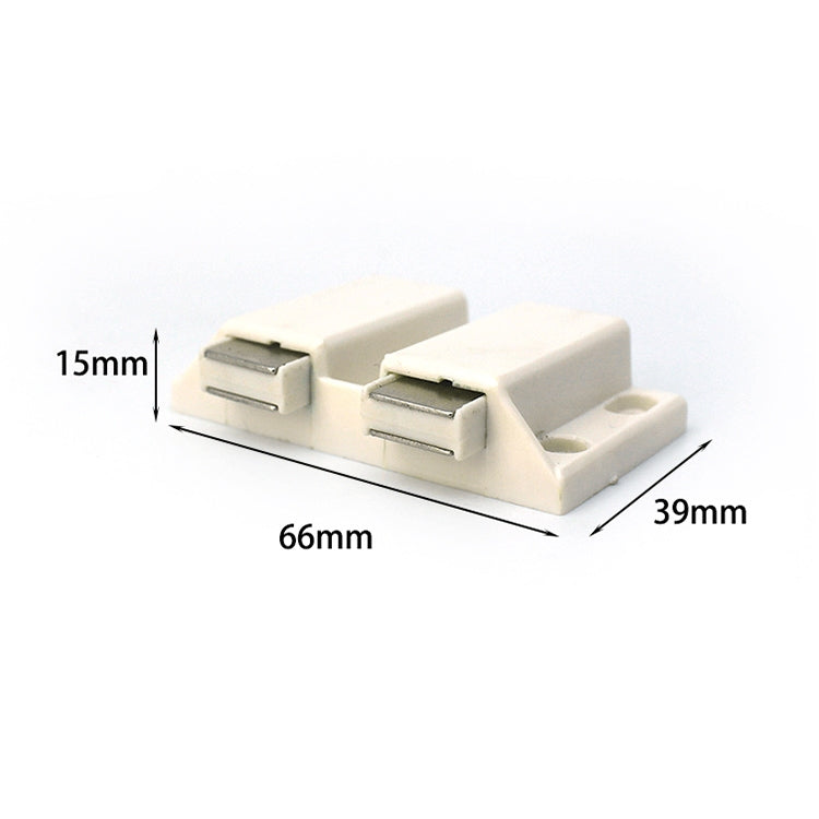 White plastic glass door hinge clips with pivot parts and rectangular tabs