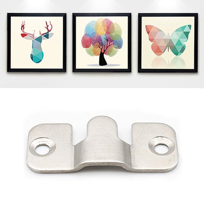 Stainless steel picture frame hanging bracket with two mounting holes