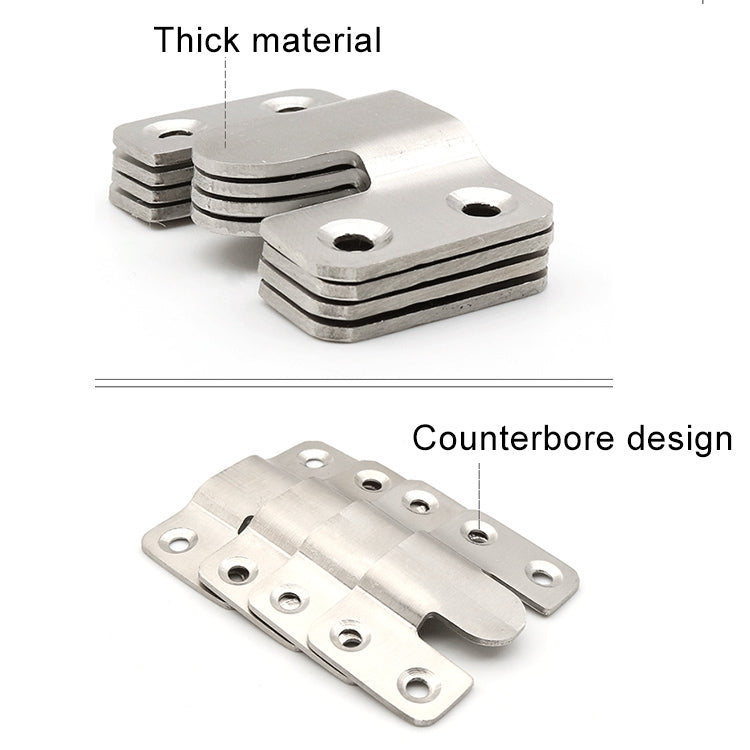 Stainless steel mounting plates with counterbored holes for picture frame hangers