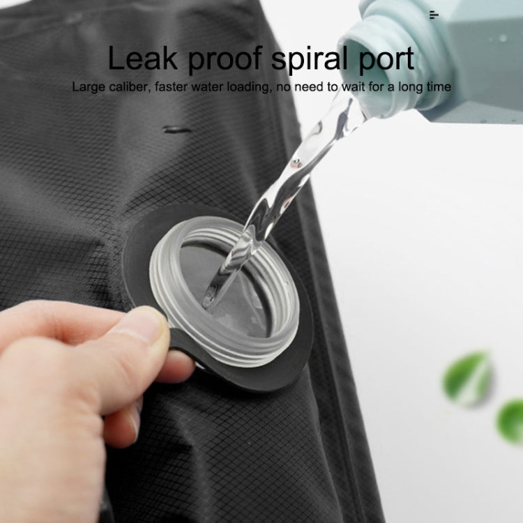 Outdoor solar shower bag with leakproof spiral port and clear water inlet connector