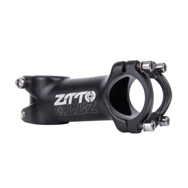 Black bike handlebar stem, 100mm length, with side mounting screws and clamp