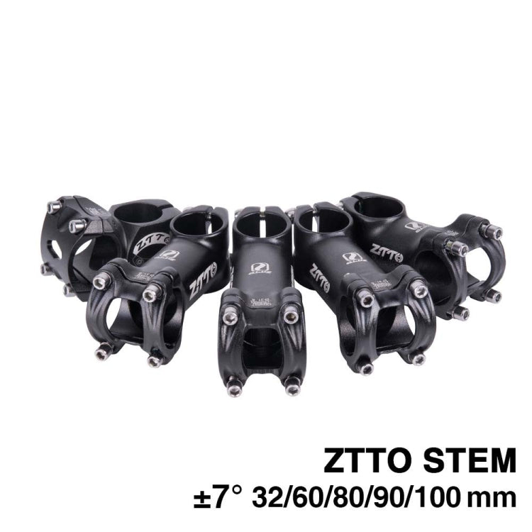 Black ZTTO bike stems, ±7° angle, 32/60/80/90/100 mm lengths