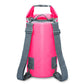 5L waterproof dry sack, pink, dual shoulder straps, roll-top closure