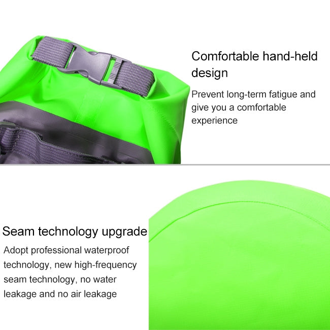 Reinforced seam and strap area on a waterproof dry bag, shown in close-up.