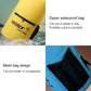 Yellow waterproof dry bag with zippered front pocket and mesh side pocket