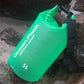 Green 5L waterproof single-shoulder dry bag with roll-top closure and carry strap