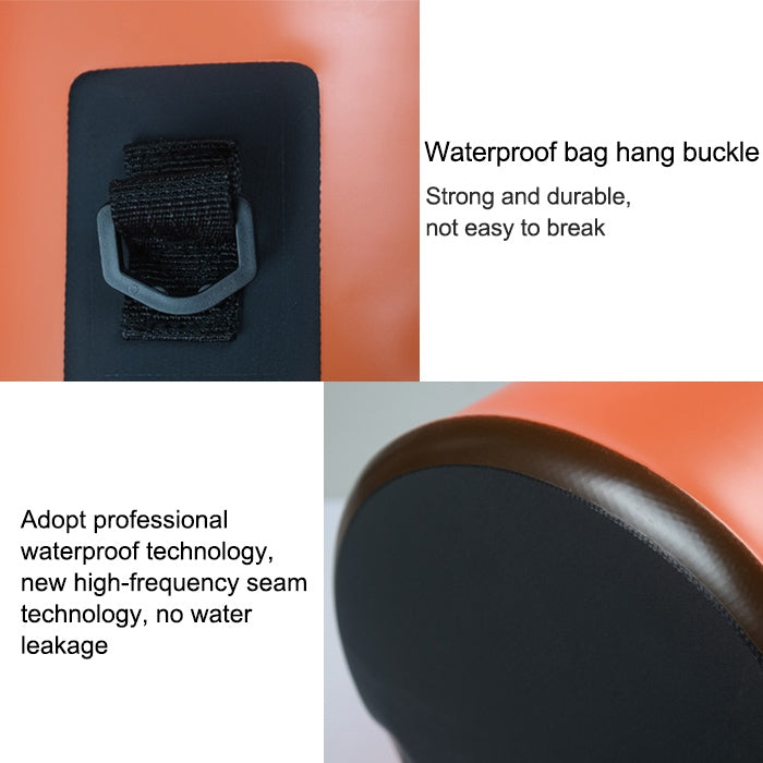Orange 5L waterproof single-shoulder dry bag with reinforced buckle and sealed seam