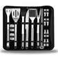 20-in-1 outdoor tableware set kit with stainless cutlery pieces inside black carrying case