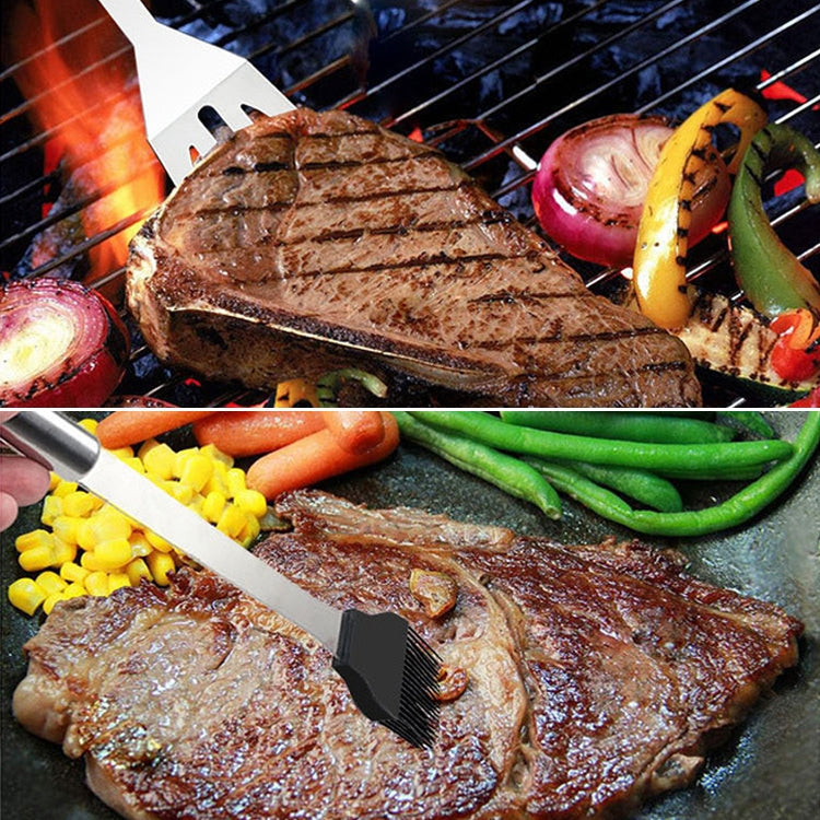 Stainless grilling spatula and clip tools with black handle for BBQ cooking