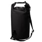 15L waterproof single-shoulder PVC dry sack bag, roll-top barrel, black with black straps