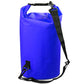15L waterproof single-shoulder PVC dry sack bag, roll-top barrel, bright blue with black straps