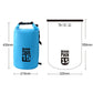 Sky blue PVC dry sack with roll-top and carry strap, 15L