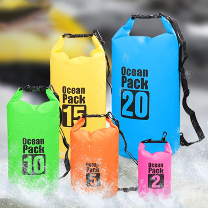 Assorted color PVC dry sack bags with roll-top and shoulder straps