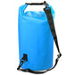 Sky blue PVC dry sack single-shoulder bag with roll-top and buckle strap, 15L
