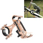 Non-rotating phone holder fixing frame with clamp arms, rose gold finish