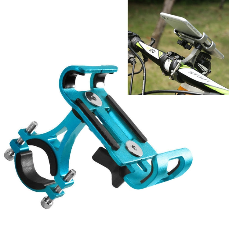 Non-rotatable aluminum phone holder fixing frame with clamp arms, blue color