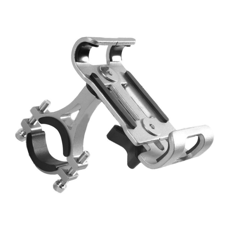 Non-rotatable aluminum phone holder fixing frame with clamp arms, silver color